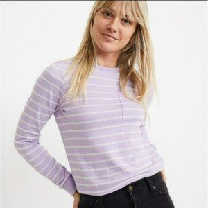 Marine Layer DK Crew, Lavender White Stripe, Size L
